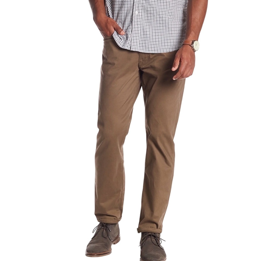 Lucky Brand 121 Heritage Slim Khaki Bark Chino Pants Mens W32 L32 Casual Stretch